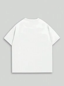 ROMWE MEN Street Life 男式标语骷髅图案圆领短袖休闲 T 恤 - 白色 - 查看 5