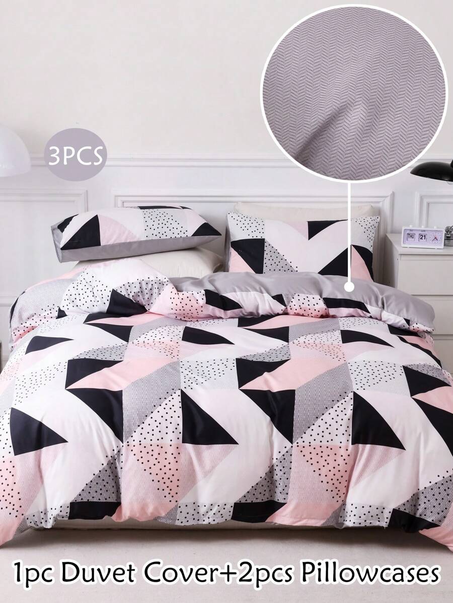 3pcs/set Dotted Pattern Bedding Set - Multicolor - View 1