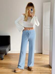 Forever 21 Autumn And Winter New Home Warm And Comfortable Sweater And Trousers - Blue - View 5