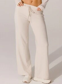 Aralina Leisurewear Buttery Soft Knit Texture High-Waisted Comfy Pull On Lounge Pants - Light Grey - View 7