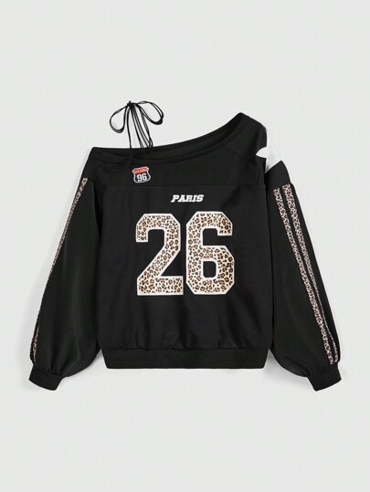 Kawaii T-shirt à manches courtes avec imprimé léopard étoile et chiffre Y2K