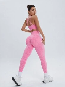 Slayoga Seamless High-Stretch Sports Yoga Fitness Leopard Print Bra And Shorts Set Gym Set Workout Women Set Women Leggings Set