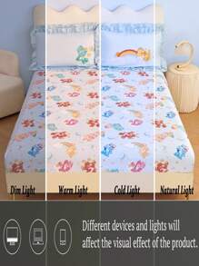 SHEIN X Care Bears 时尚可爱卡通熊全身印花床笠