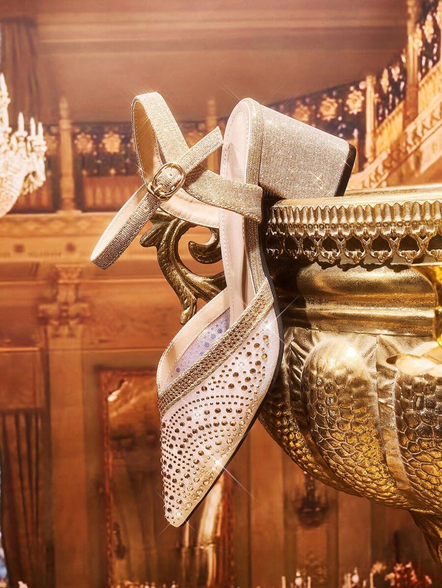CUCCOO TILAWA Tacones altos puntiagudos sin cordones con efecto hueco y adornados con strass para mujer, de moda y casual, nueva edición de otoño/invierno