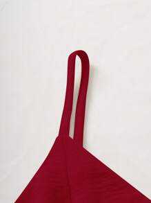 SHEIN LUNE Summer Simple Solid Cami Top & Wide Leg Pants - Burgundy - View 5