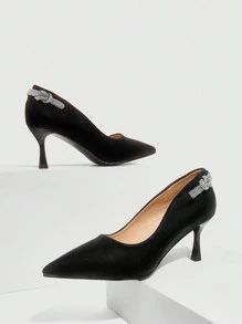 CUCCOO SZL Women's Pointed Toe Rhinestone Decor Stiletto High Heel Pumps, Elegant Sexy High Heels For Date Night, Refined Aesthetic Fashion Style