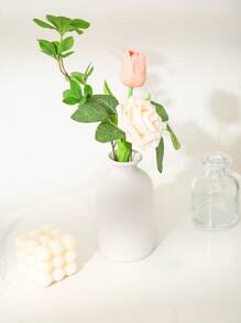 SHEIN 1 件花瓶，陶瓷花瓶餐桌装饰婚礼装饰北欧家居客厅装饰花瓶，现代装饰花瓶适用于乡村家居装饰，现代农舍装饰，家居装饰，花瓶，中心装饰，桌面装饰，派对装饰，圣诞装饰（两种尺寸可选）圣诞节适合节日送礼 - 白色 - 查看 2