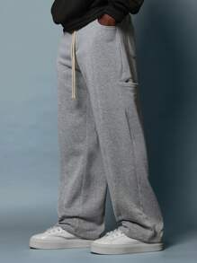 SUMWON Pantalones deportivos premium de ajuste suelto estilo jogger, cómodos y de forro polar para el invierno, para hacer ejercicio o descansar, con cordón y bolsillos laterales