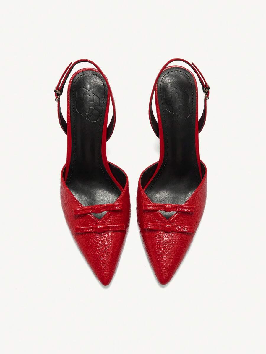 CUCCOO CHICEST Tacones altos de mujer de punta fina con lazo, elegantes y sexys, color rojo. Outfit elegante para citas, fiestas, Navidad y Año Nuevo