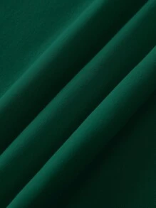 SHEIN EZwear Áo nỉ nữ cổ tròn in chữ, kiểu dáng thường ngày, thích hợp cho mùa thu. - Màu xanh lá cây đậm - Xem 4