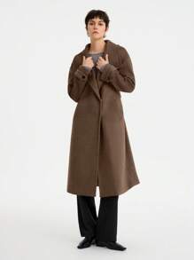 SHEIN Clasi Women's Minimalist Oversized Lapel Coat - Brown - View 1
