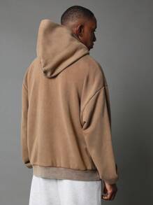 SUMWON Cozy Oversized Premium Fleece Pullover Hoodie With Kangaroo Pocket Winter Sweatshirt Loungewear Athletic Workout Casual Streetwear - Brown - View 2