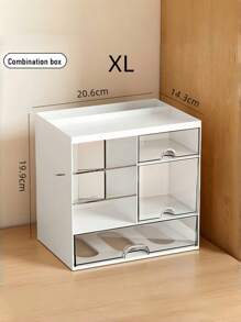 1 件简约桌面抽屉笔筒和文具收纳盒 - 大容量收纳，适用于办公室、学生、艺术和工艺用品 | 可堆叠搁板收纳盒、抽屉柜、学校课桌配件 | DIY 组装收纳盒，适用于铅笔、记号笔、化妆品、办公用品