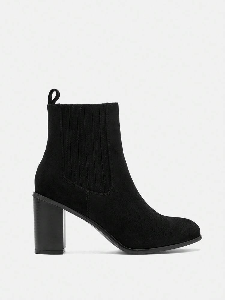 CUCCOO BIZCHIC Fashionable Solid Color Side Zipper Casual Versatile Women's High Heel Ankle Boots Valentine's Day