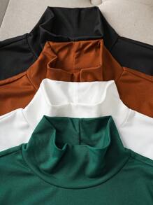 SHEIN Essnce 4 piezas Camiseta unicolor de cuello alto - Multicolor - Ver 5