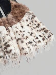 ROMWE J-Fashion Y2K Gyaru Inspired Low Rise Vintage Leopard Print Faux Fur Flared Jeans - Blue - View 5