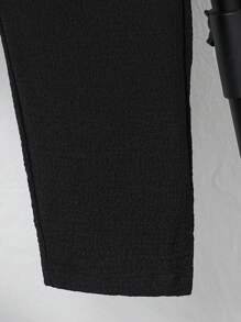 Tween Boy 休闲罗纹面料短袖衬衫和长裤套装，适合通勤、上学、日常休闲、运动、春夏季 - 黑色 - 查看 6