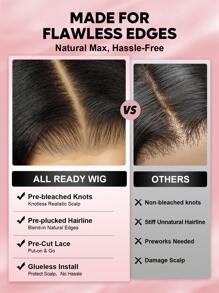 ALL READY WIG 180% Density Afforable Body Wave All Ready Wig Pre Bleached Pre Plucked Pre-Cut Lace Melting Lace Front 7x5 Glueless Closure Wig 100% Human Hair 9AM HAIR