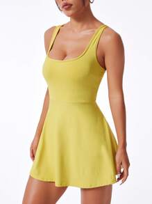 SHEIN Sport Studio Women's Solid Color Sleeveless Mini Sports Dress