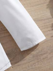 2pcs/Set Teen Girl Ribbed Shirt And Ribbed Elastic Waist Flare Pants - Hot Pink - View 4