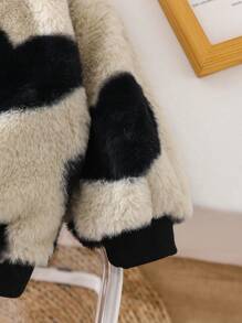 Baby Girl Sweatshirt, Pink Cute Heart Plush Warm Pullover Hoodie For School, Party, Outing, Gathering Etc., Autumn/Winter - Multicolor - View 4