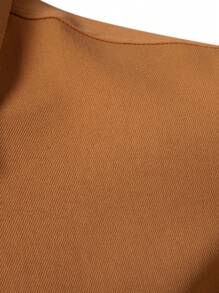 Manfinity Mode Áo sơ mi nam tay dài công sở đơn hàng khuy trơn màu, thời trang mùa thu, dành cho mùa thu - màu nâu - Xem 3