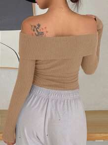 DAZY 女士荷叶边高领加厚 T 恤