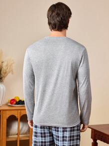 3pcs Men's Loungewear Set - Round Neck Shirt - Multicolor - View 2