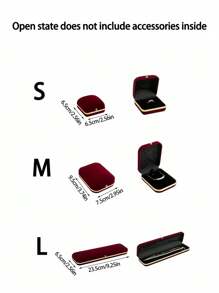 1pc Retro Crimson Velvet Jewelry Box,Elegant And Noble Jewelry Storage Box For Rings, Bracelets, Necklaces & Earrings Storage And Display - Red - View 2