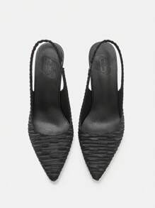 CUCCOO CURVES Plain Pointed Toe Simple Chunky High Heel Pumps, Casual Daily Wear Spring Shoes Spring Break Easter - Black - View 4