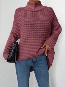 EURMUSE 大码纯色休闲圆领毛衣，秋冬装 - 咖啡棕 - 查看 3