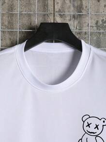 Manfinity Dauomo 男士卡通圖案圓領短袖t恤 - 白色 - 查看 3