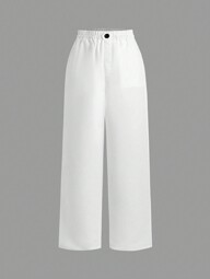 GlowEve White Mid-Waist Slim-Fit Casual Capri Pants Fall Cloth For Women