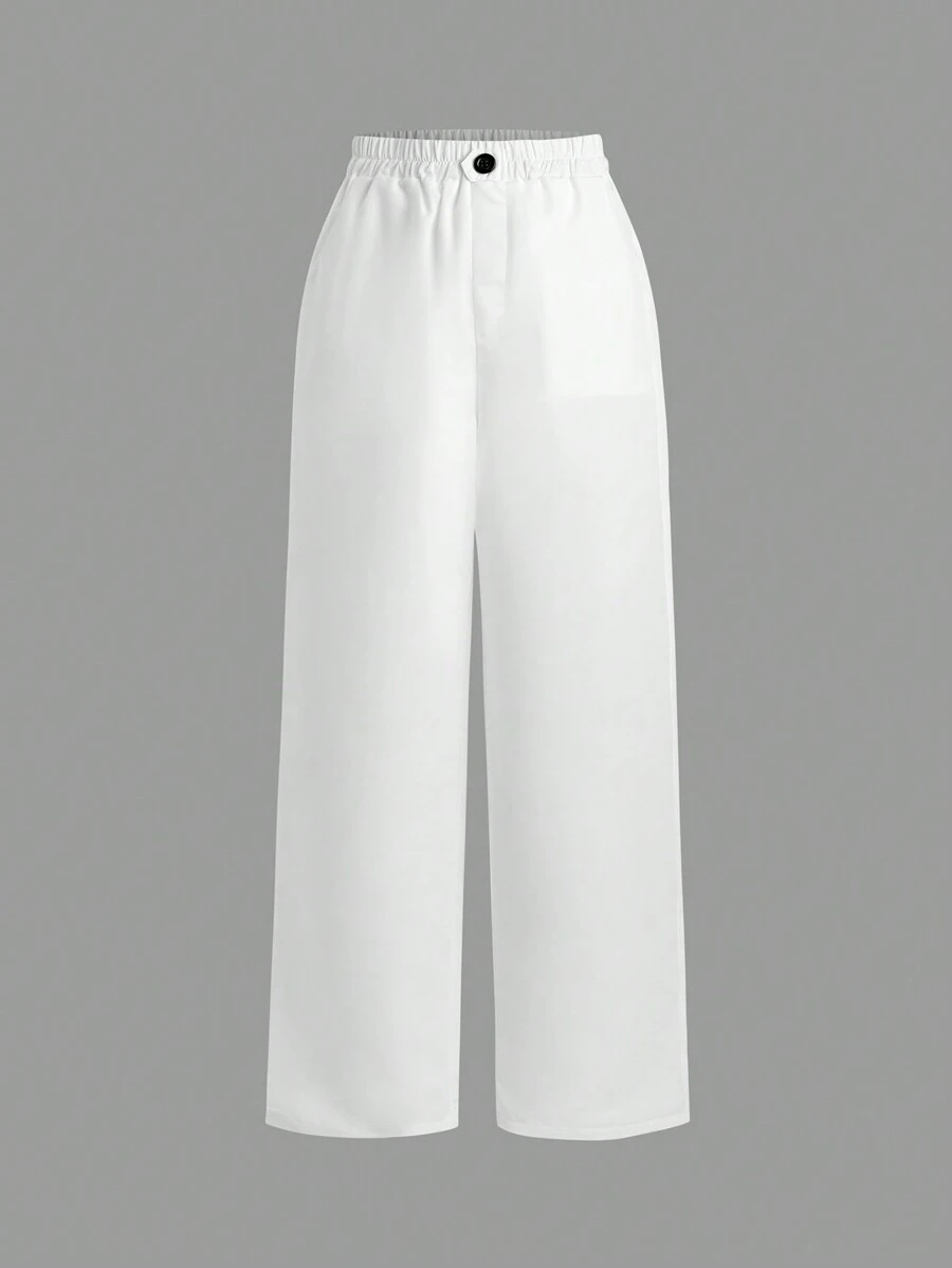 GlowEve White Mid-Waist Slim-Fit Casual Capri Pants Fall Cloth For Women - White - View 1