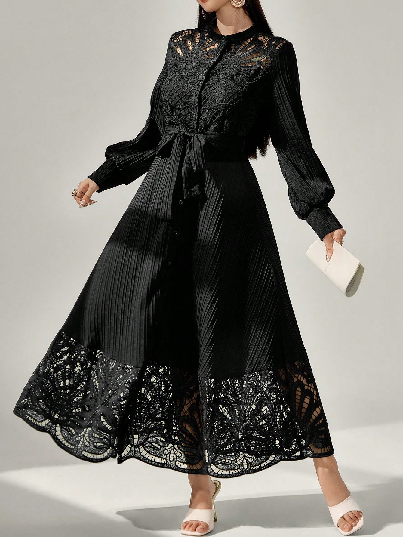 Mulvari فستان طويل كاجوال طويل الأكمام للنساء، أكم...