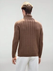 Manfinity VCAY 适合秋冬季节的男士羊毛针织商务休闲高领毛衣 - 彩色 - 查看 2