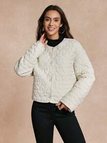 Calvaya Abrigo acolchado de unicolor con botones delanteros de manga larga, ropa casual sencilla para mujer en invierno