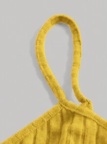 SHEIN MOD Lettuce Trim Cami Top - Yellow - View 3