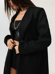 StreetHx Baddie Nigth Out Look, Long Flared Premium Quality Overcoat For Women, Ready For Holiday - Black - View 4