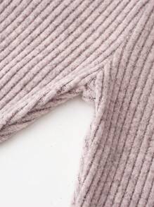 2pcs Young Girl Ribbed Fuzzy Thermal Leggings In Red & Pink, Casual & Warm - Multicolor - View 6