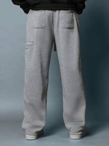 SUMWON Pantalones deportivos premium de ajuste suelto estilo jogger, cómodos y de forro polar para el invierno, para hacer ejercicio o descansar, con cordón y bolsillos laterales