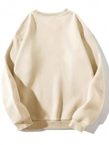 女士休闲简约西部牛仔元素印花圆领卫衣，长袖上衣 春季 - 杏色 - 查看 2