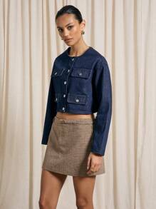 AiiRZ Tailored Dogtooth Check Mini Skirt With Skinny Belt - Multicolor - View 7