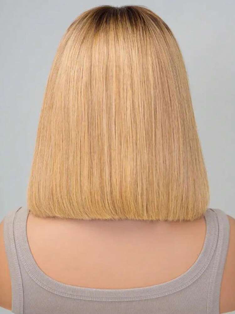 5x5 Glueless Straight Bob Wig Honey Blonde Bob Wig With Dark Root 2/27 Ombre Colored Human Hair Wigs - S2/27 - View 3