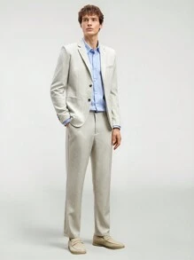 Manfinity VCAY Men's 2pcs Woven Long Sleeve Slim Fit Casual Suit Set