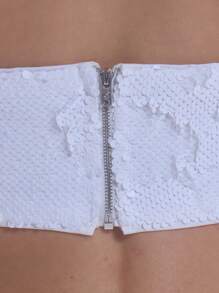 MUSERA Sequin Bandeau Crop Top Summer Ibiza Vacation Spring Summer , Autum, Winter, - White - View 6