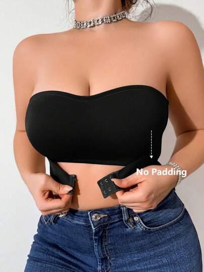 Plus Size axelbandslös trådlös halkfri förstärkande osynlig byst med främre stängningsbh