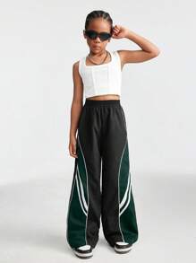Coolane Kids Pantaloni sportivi neri ampi da ragazza pre-adolescente per l'autunno/inverno, adatti per il ritorno a scuola