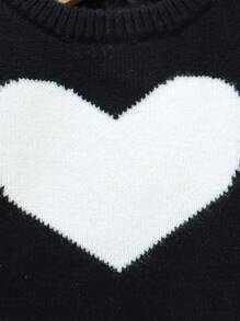 Conjunto de suéter informal con estampado de corazones lindo para bebé niña - Blanco y Negro - Ver 3