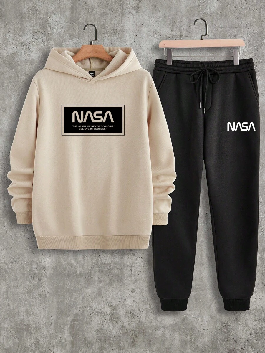 Manfinity Homme Logo Print Casual Sweatsuit Set For Men - Multicolor - View 1